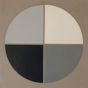 Ferdi Schreiber: „Viertelung des Kreises“, kolorierte Pappe auf Hartfaserplatte (1981)